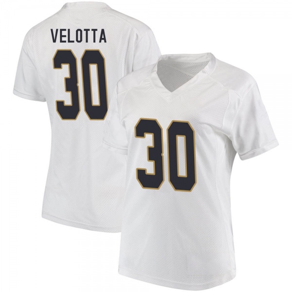 Chris Velotta Notre Dame Fighting Irish NCAA Women's #30 White Game College Stitched Football Jersey WBC0455PG